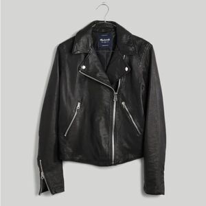 Madewell The Washed Leather Motorcycle Jacket Black